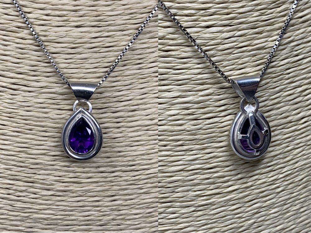 Double Bezel Pear Shaped Amethyst
